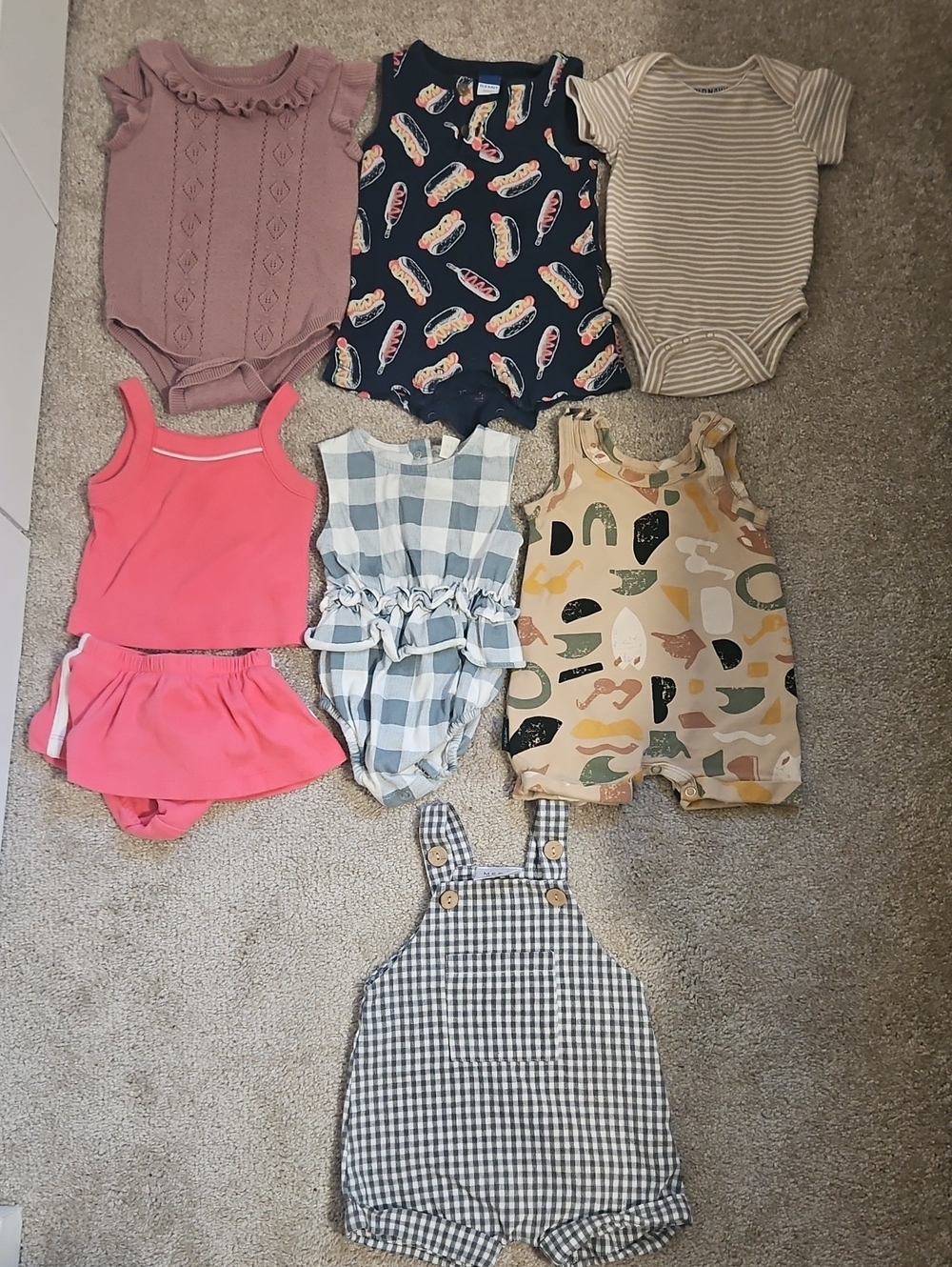 Girls Mixed Overalls & Rompers - Pink, Navy, Beige, Blue, Coral Size 3-6 Months